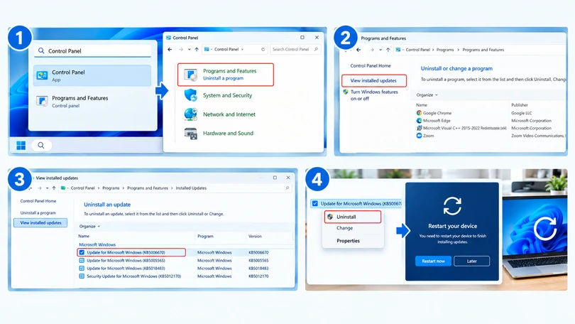 Gỡ bản cập nhật Windows