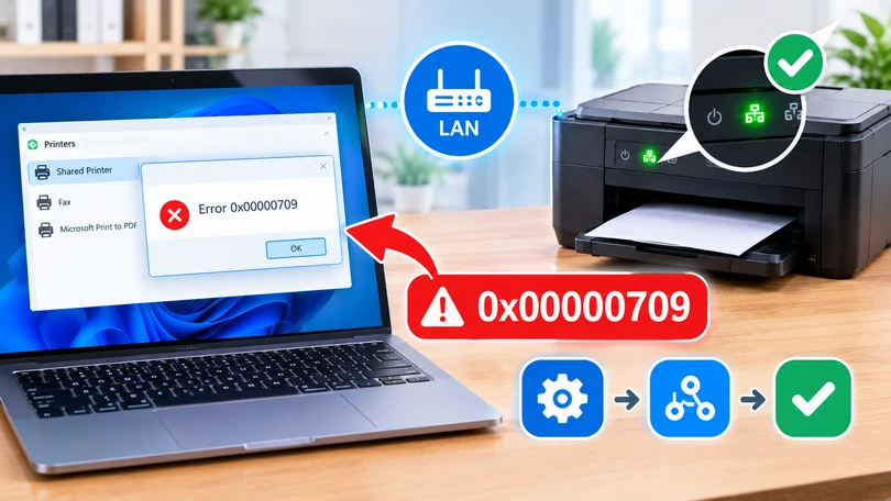 Hướng dẫn sửa lỗi 0x00000709 khi chia sẽ máy in qua mạng lan
