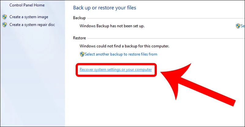 Chọn Recover system settings or your computer.