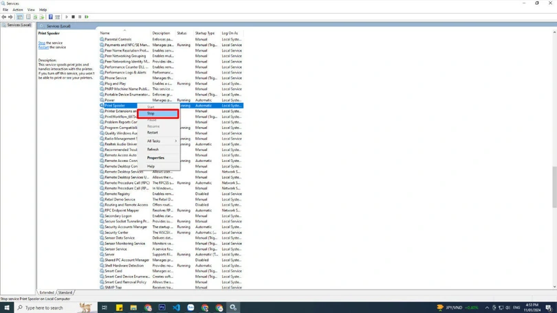 Hủy lệnh in trên máy Brother bằng Services