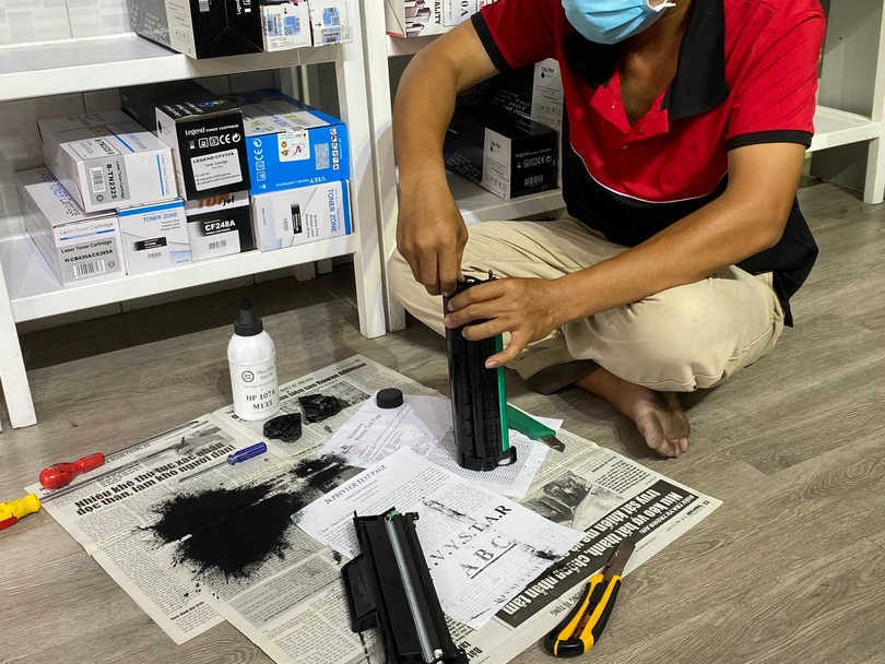 Phần cần gạt mực máy in xuất hiện vấn đề